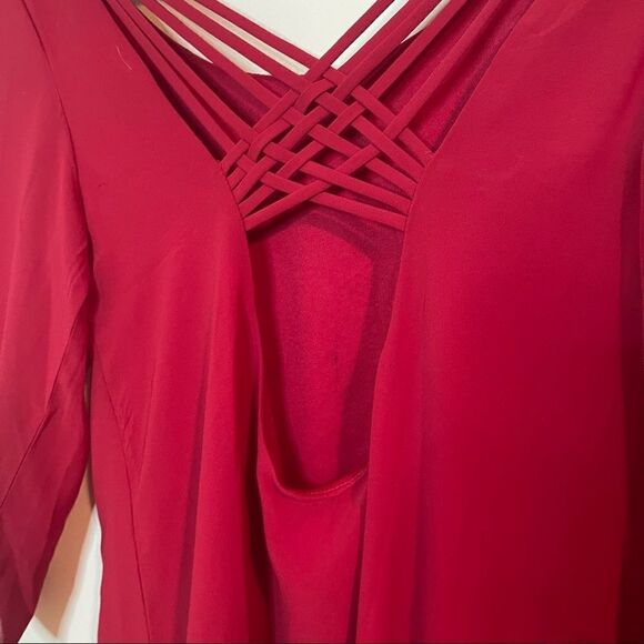 TOBI Ruby Red Crisscross Mini Dress XS - Picture 6 of 6